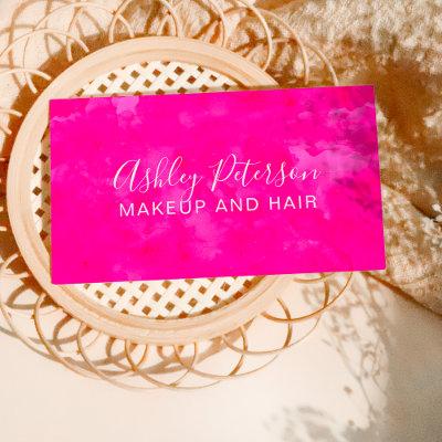 Neon Pink watercolor hair makeup typography