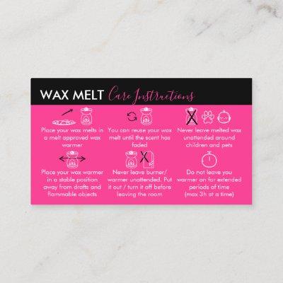 Neon Pink Wax Melt Care Instructions