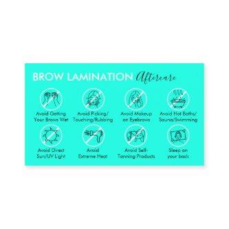 Neon Teal Brow Lamination Aftercare Instruction