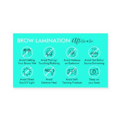 Neon Teal Brow Lamination Aftercare Instruction