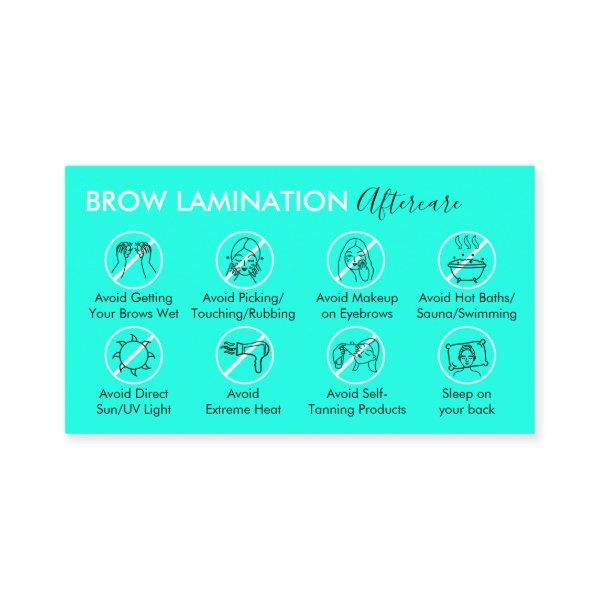Neon Teal Brow Lamination Aftercare Instruction