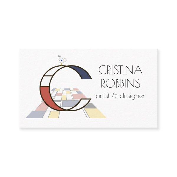 Neoplasticism style art monogram. Letter С