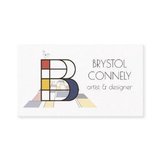 Neoplasticism style art monogram. Letter B