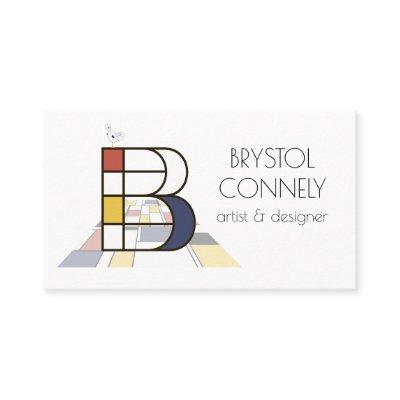 Neoplasticism style art monogram. Letter B