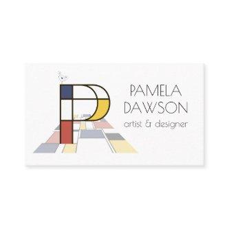Neoplasticism style art monogram. Letter P