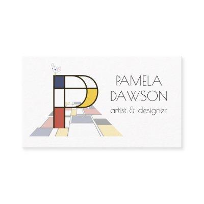 Neoplasticism style art monogram. Letter P