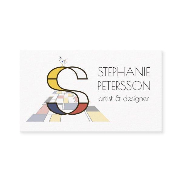 Neoplasticism style art monogram. Letter S