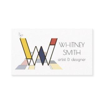 Neoplasticism style art monogram. Letter W