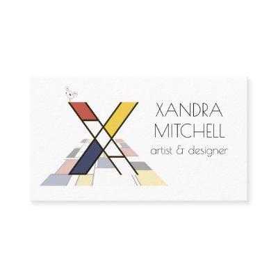 Neoplasticism style art monogram. Letter X