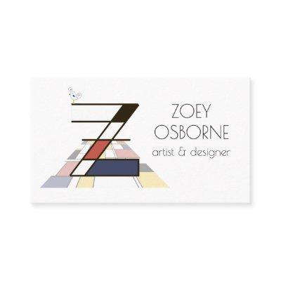 Neoplasticism style art monogram. Letter Z