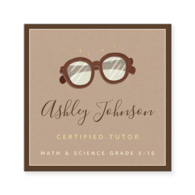 Nerdy Antique Vintage Glasses Certified Kids Tutor Square
