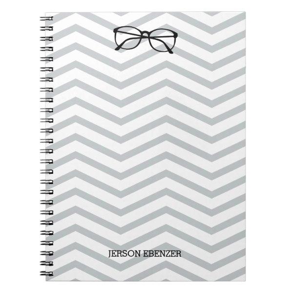 Nerdy Eyeglass Reading Chevron Masculine Notebook