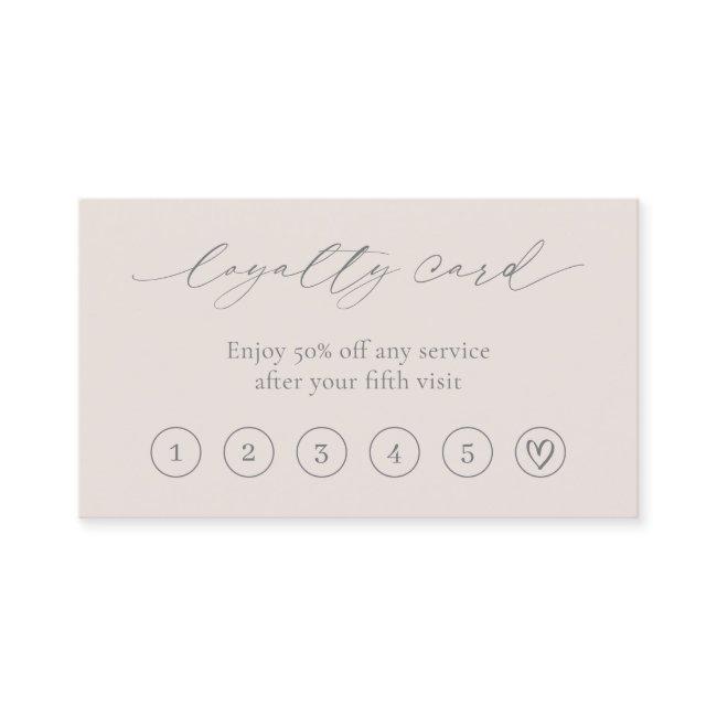 Neutral Beige Minimal Heart QR Code Elegant Modern Loyalty Card
