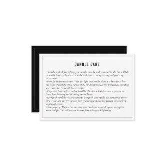 Neutral Black White Candle Care Instruction Card