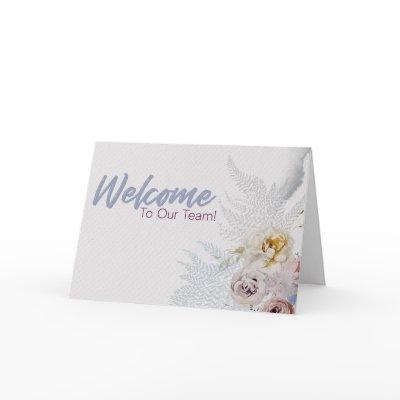 Neutral Floral Welcome to the Team New Employee Card