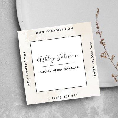 Neutral Light Beige Pastel Marble QR Code Clean Square