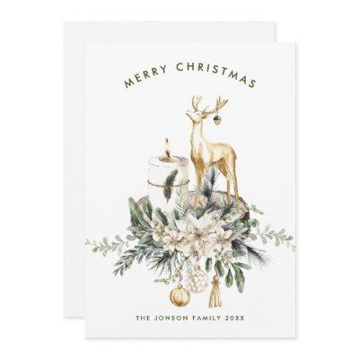 Neutral Minimalist Boho Christmas Composition Holiday Card