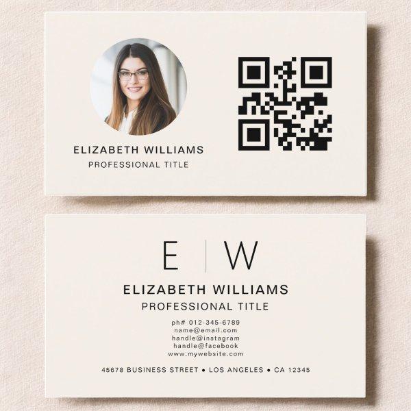 Neutral QR Code Photo Monogram Minimalist