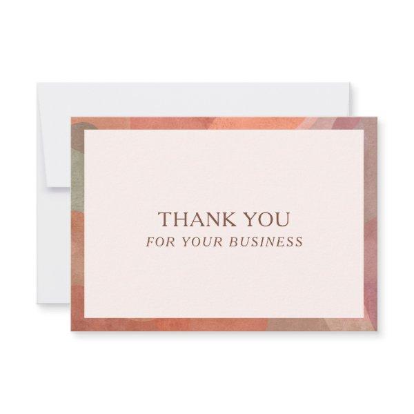 Neutral Watercolor Border Modern Business Thank You Card