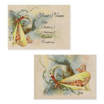 NEUTRAL YELLOW STORK BABY SHOWER Pearl paper