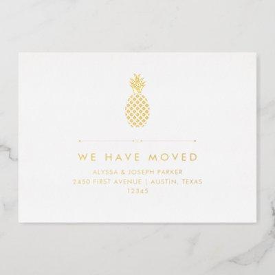 New Address Announcement with Gold Foil Pineapple