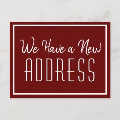 New Address Minimalist Red White Business Moving Announcement Postcard