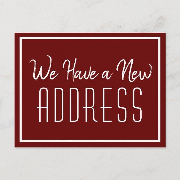 New Address Minimalist Red White Business Moving Announcement Postcard