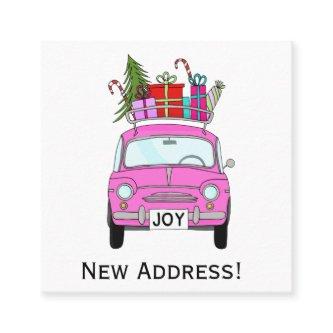 New Address Retro Fiat 500 with Christmas Gifts Square