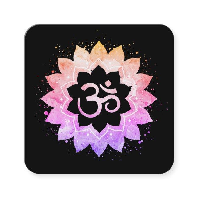 *~* New Age Lotus Flower Mandala Om Aum Symbol Square