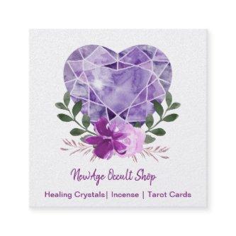 New Age Occult Shop Amethyst Heart Floral Square