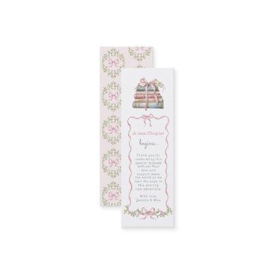 New Chapter Pink Bow Baby Shower Book Bookmark Mini