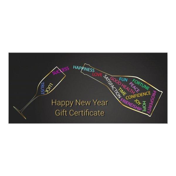New Year Bottle Glass Color Motivation Gift Card