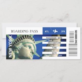 New York airplane boarding pass getaway weekend Invitation