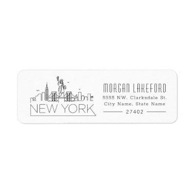 New York Stylized Skyline | Label