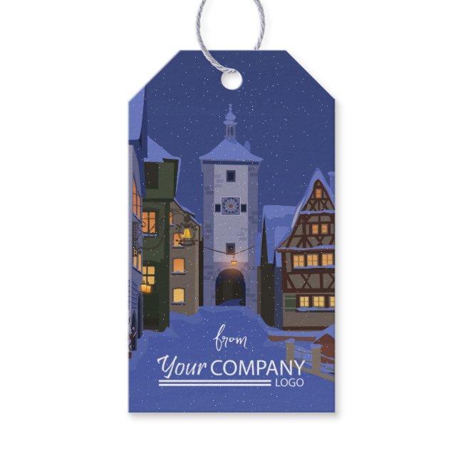 Nighttime Bavarian Town Company Gift Tags