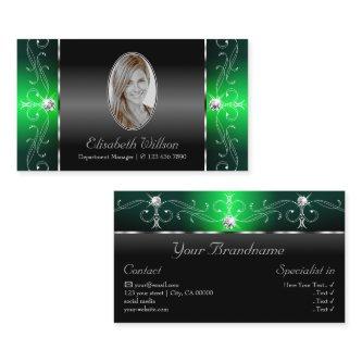 Noble Black and Green Squiggled Jewels with Photo