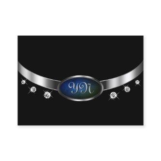 Noble Black and Silver Amulet Blue Green Marble