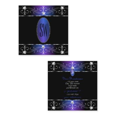 Noble Black Blue Purple Ornate Ornaments Initials Square
