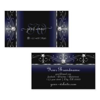 Noble Black Blue White Squiggled Jewels Monogram