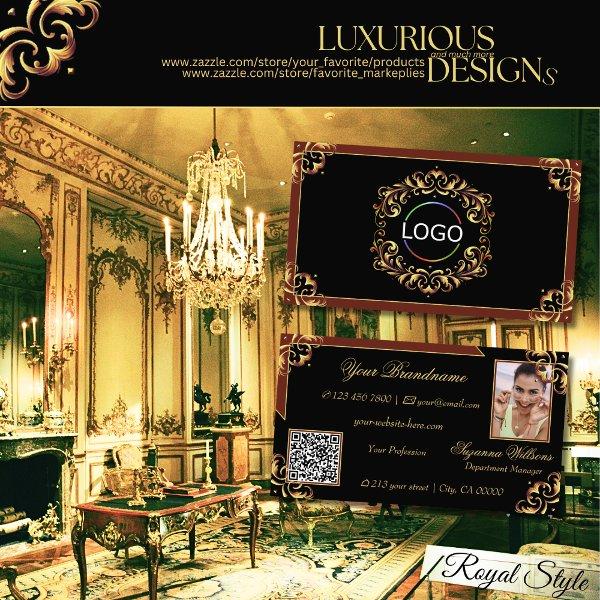 Noble Black Brown Gold Logo Photo and QR Code