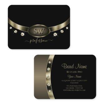 Noble Black Platinum Silver with Monogram Diamonds