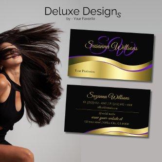 Noble Black Wavy Gold Decor with Initials Classy