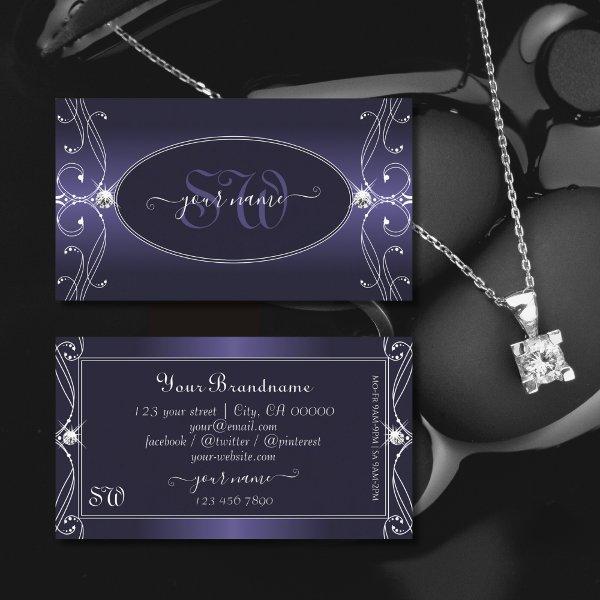 Noble Blue Ombre Ornate Sparkle Diamonds Initials