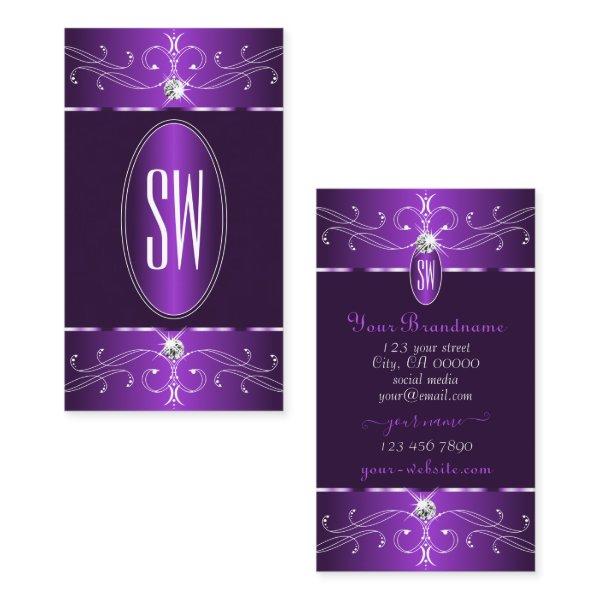 Noble Dark Purple Lilac Ornate Ornaments Initials
