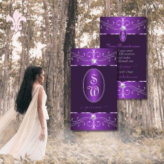 Noble Dark Purple Lilac Ornate Ornaments Monogram