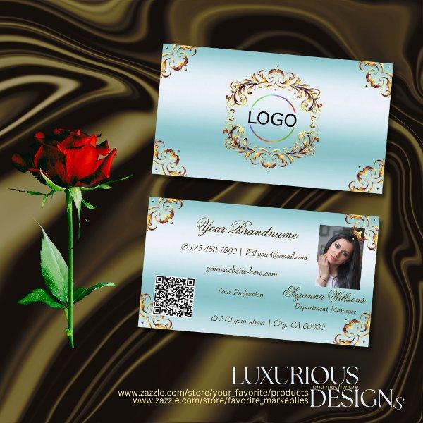 Noble Gold Decor Ice Blue Logo Photo and QR Code