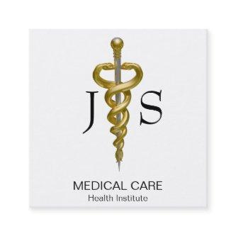 Noble Medical Classy Elegant Gold Silver Asclepius Square