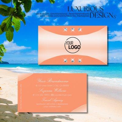 Noble Peach with Sparkling Diamonds and Logo