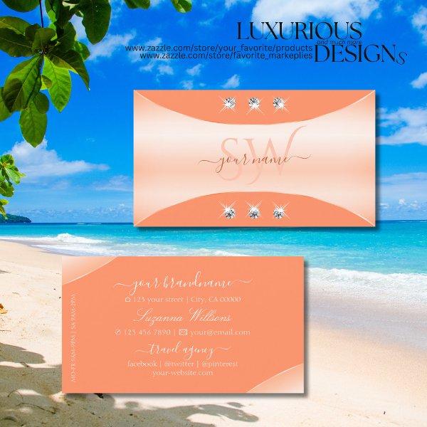 Noble Peach with Sparkling Diamonds and Monogram