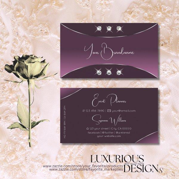 Noble Purple with Silver Decor Sparkling Diamonds